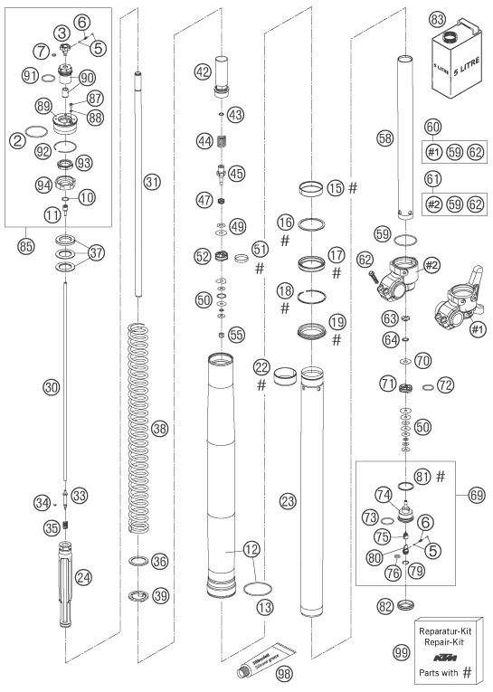 Explosionsgrafik TELEGABEL ZERLEGT