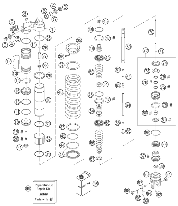 Explosionsgrafik FEDERBEIN ZERLEGT