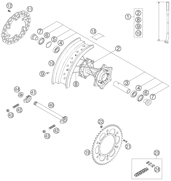 Explosionsgrafik HINTERRAD