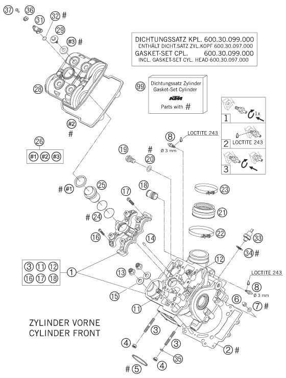 Explosionsgrafik ZYLINDERKOPF HINTEN