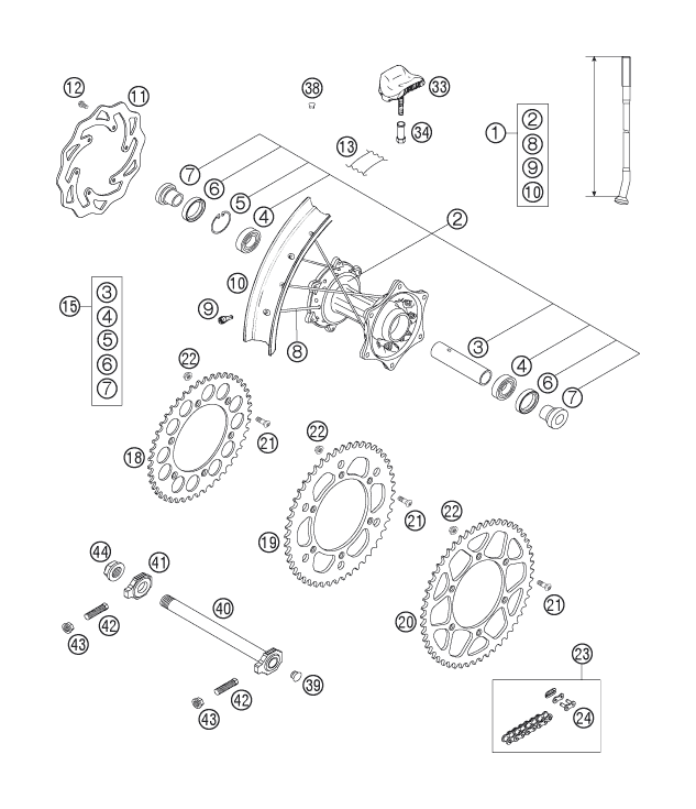 Explosionsgrafik HINTERRAD