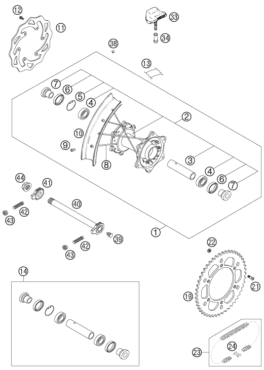 Explosionsgrafik HINTERRAD