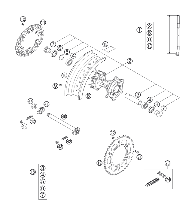 Explosionsgrafik HINTERRAD