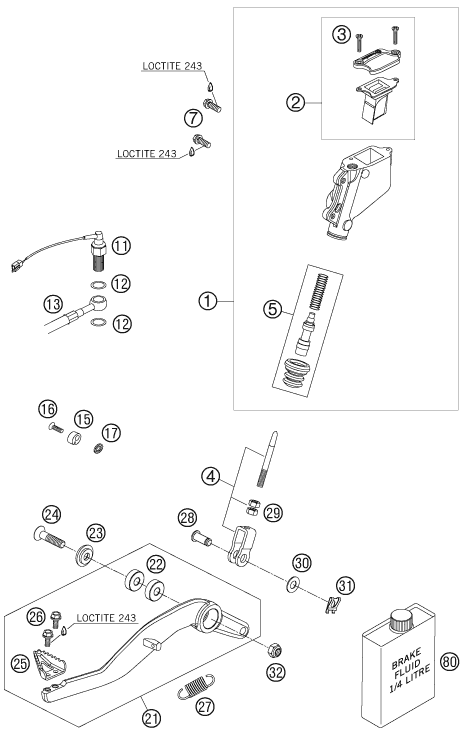 Explosionsgrafik BETÄTIGUNG HINTERBREMSE