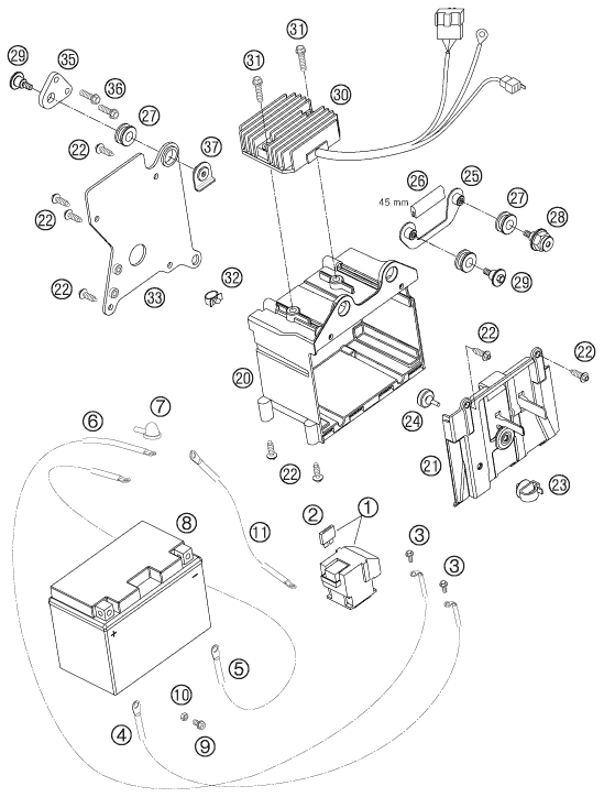 Explosionsgrafik BATTERIE