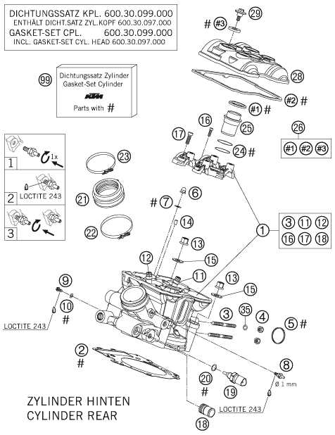 Explosionsgrafik ZYLINDERKOPF HINTEN
