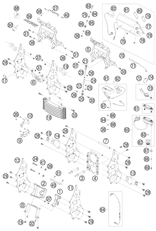 Explosionszeichnung der Baugruppe INSTRUMENTE / SCHLOSSSYSTEM, Position 24 ist markiert