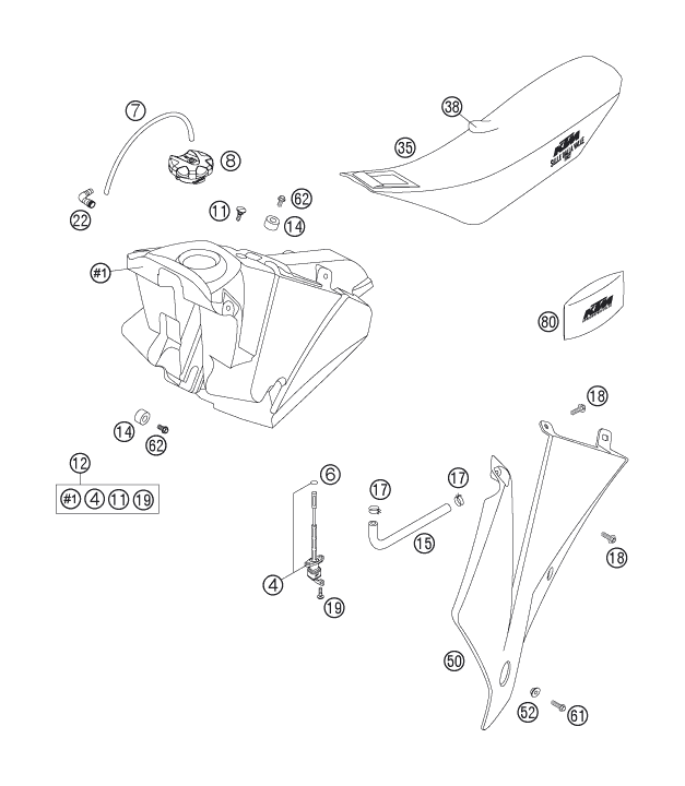 Explosionsgrafik TANK, SITZBANK