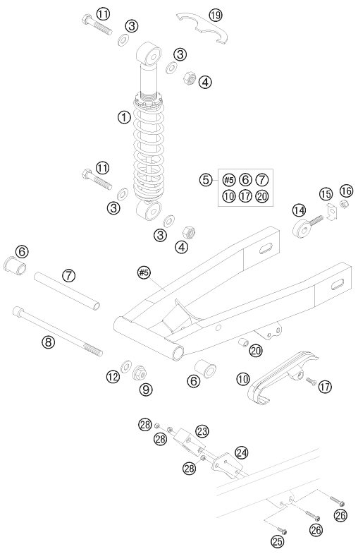 Explosionsgrafik SCHWINGARM