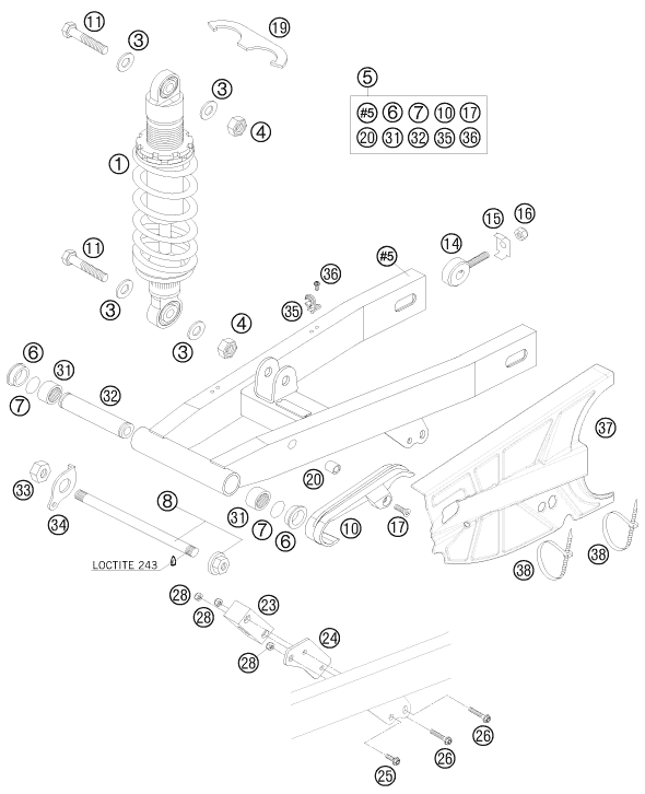 Explosionsgrafik SCHWINGARM