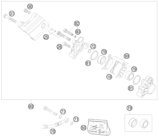 Explosionsgrafik BREMSZANGE HINTEN
