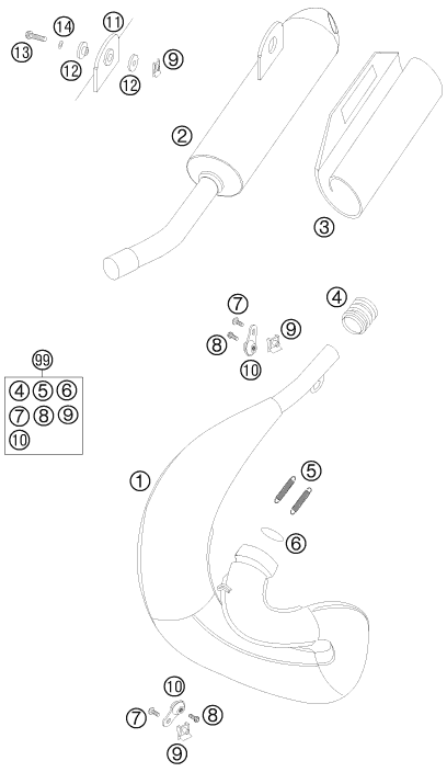 Explosionsgrafik AUSPUFFANLAGE