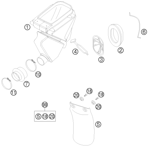 Explosionsgrafik LUFTFILTER