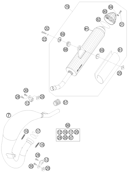 Explosionsgrafik AUSPUFFANLAGE