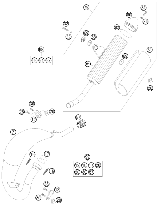 Explosionsgrafik AUSPUFFANLAGE