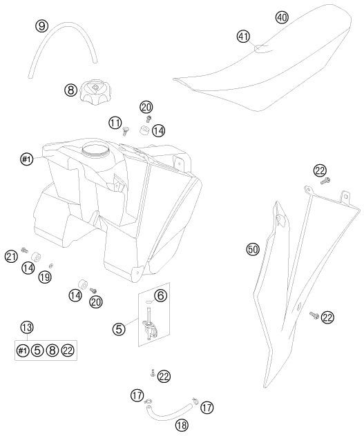 Explosionsgrafik TANK, SITZBANK