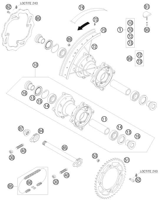 Explosionsgrafik HINTERRAD