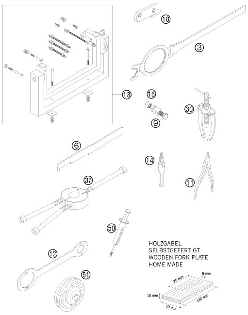 Explosionsgrafik SPEZIALWERKZEUG (Motor)