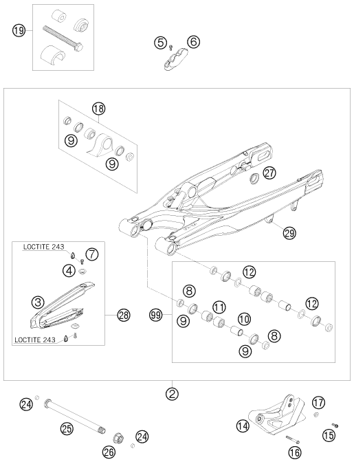 Explosionsgrafik SCHWINGARM