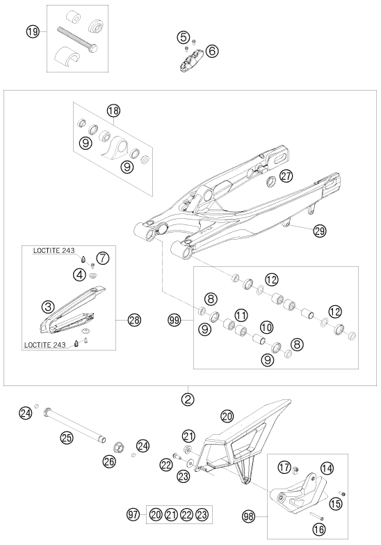 Explosionsgrafik SCHWINGARM