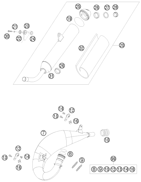 Explosionsgrafik AUSPUFFANLAGE
