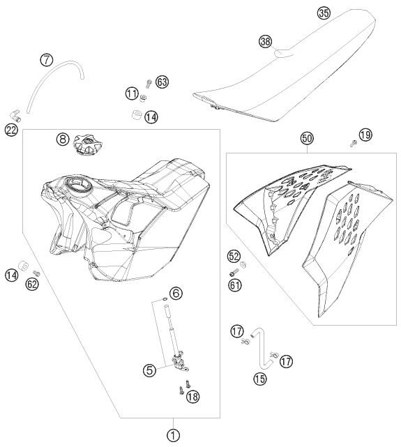 Explosionsgrafik TANK, SITZBANK