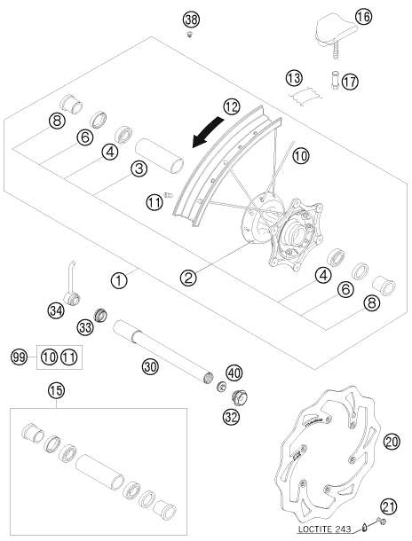Explosionsgrafik VORDERRAD