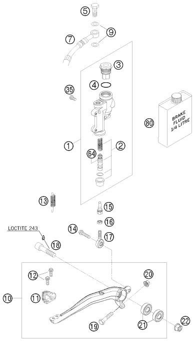 Explosionsgrafik BETÄTIGUNG HINTERBREMSE