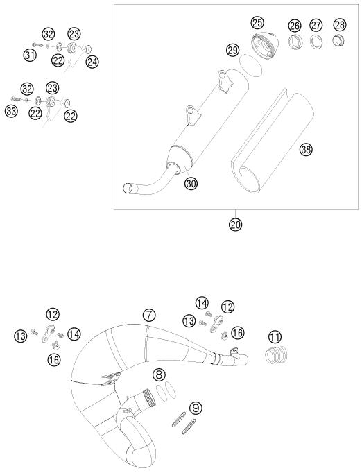 Explosionsgrafik AUSPUFFANLAGE