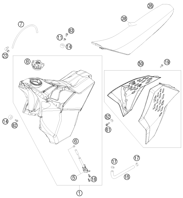 Explosionsgrafik TANK, SITZBANK