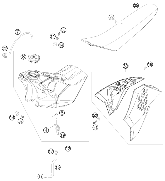 Explosionsgrafik TANK, SITZBANK