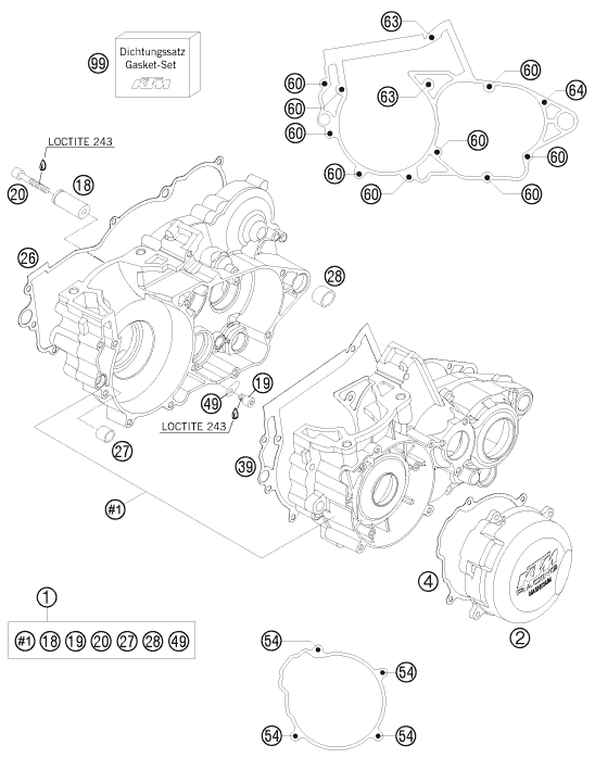 Explosionsgrafik MOTORGEHÄUSE