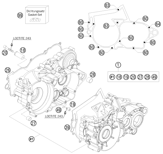 Explosionsgrafik MOTORGEHÄUSE