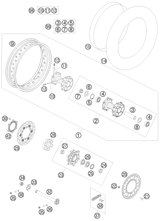 Explosionsgrafik HINTERRAD