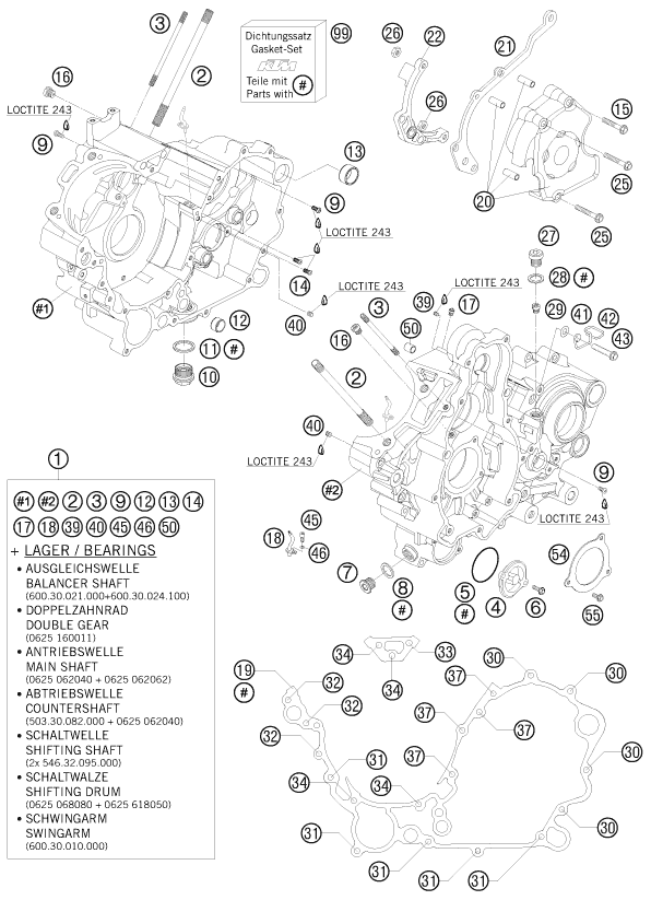 Explosionsgrafik MOTORGEHÄUSE