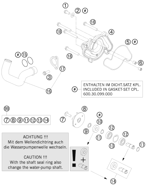 Explosionsgrafik WASSERPUMPE