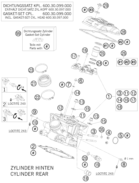 Explosionsgrafik ZYLINDERKOPF HINTEN