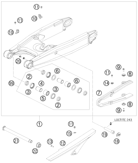Explosionsgrafik SCHWINGARM