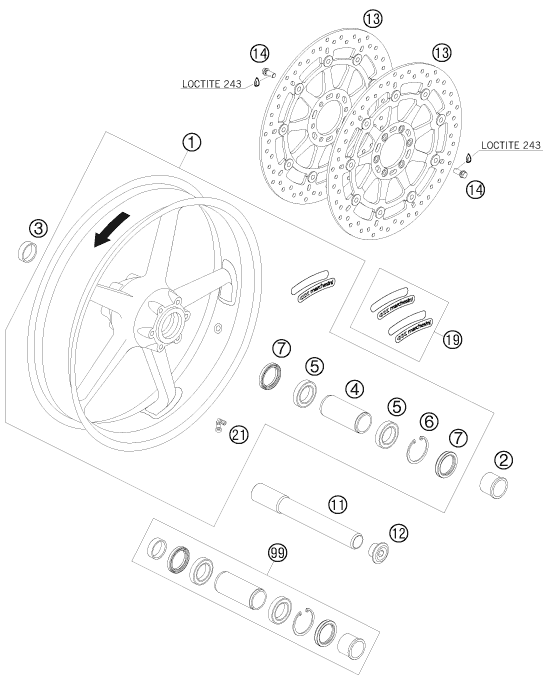 Explosionsgrafik VORDERRAD