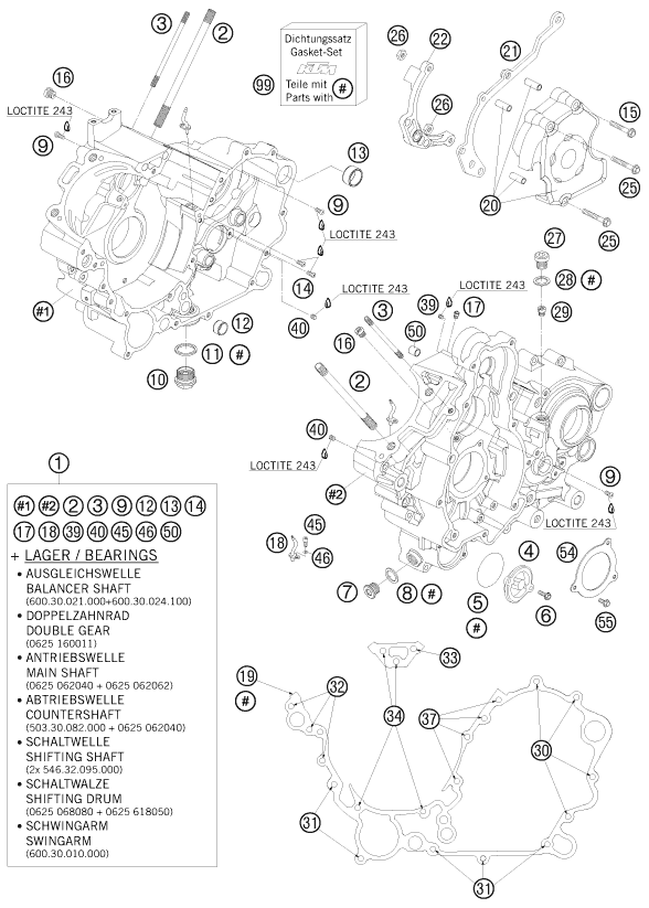 Explosionsgrafik MOTORGEHÄUSE