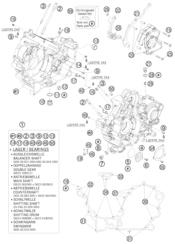 Explosionszeichnung der Baugruppe MOTORGEHÄUSE, Position 7 ist markiert