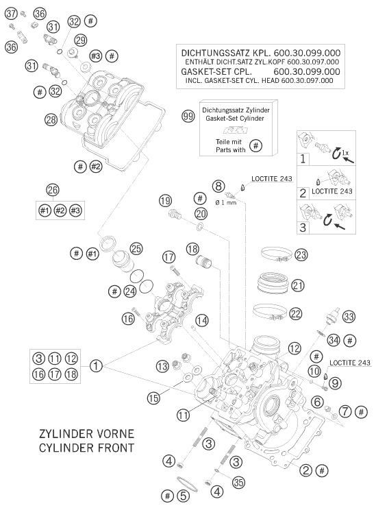 Explosionsgrafik ZYLINDERKOPF VORNE