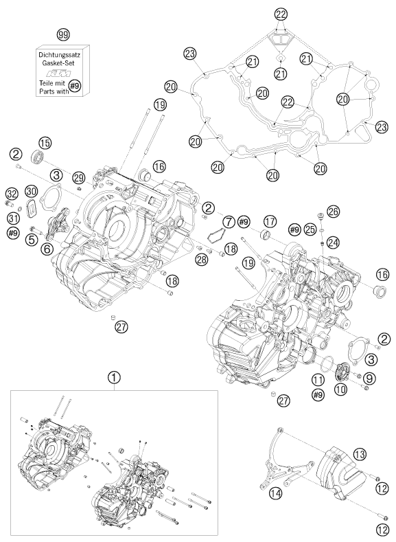 Explosionsgrafik MOTORGEHÄUSE