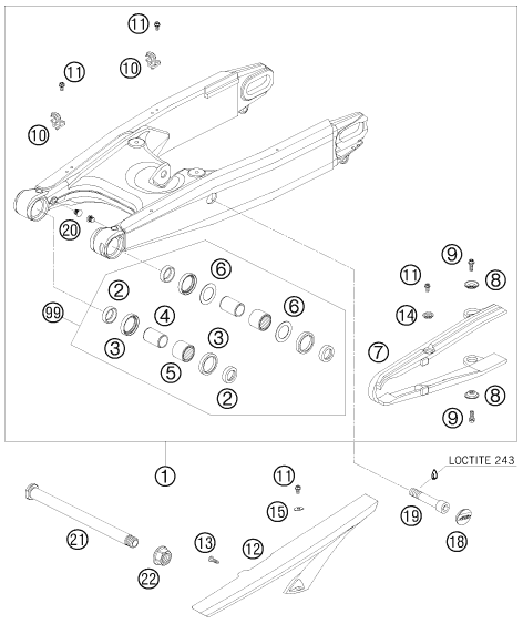 Explosionsgrafik SCHWINGARM