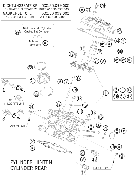 Explosionsgrafik ZYLINDERKOPF HINTEN