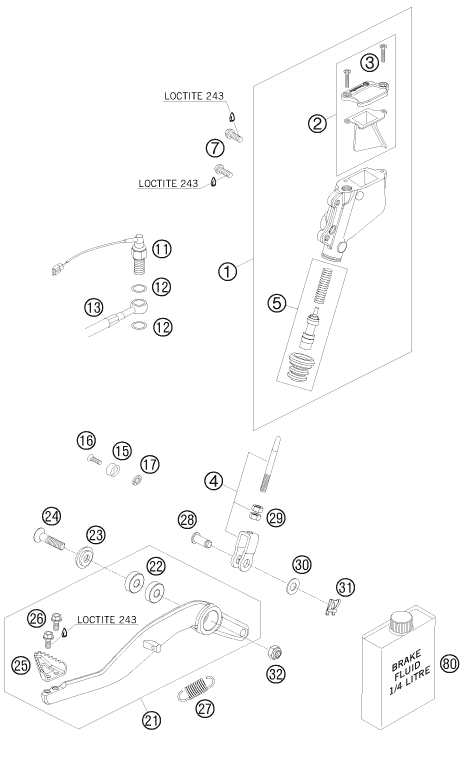 Explosionsgrafik BETÄTIGUNG HINTERBREMSE