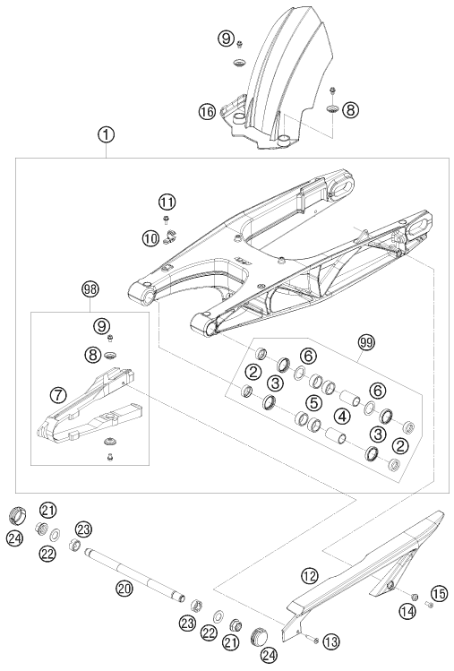 Explosionsgrafik SCHWINGARM