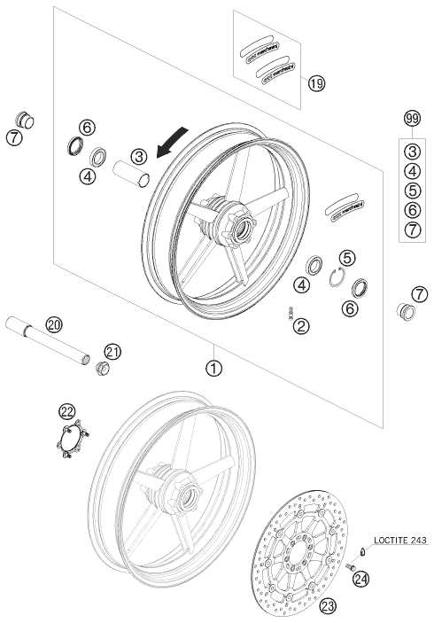 Explosionsgrafik VORDERRAD
