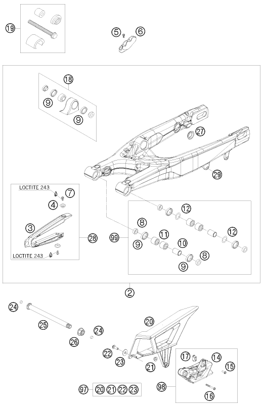 Explosionsgrafik SCHWINGARM