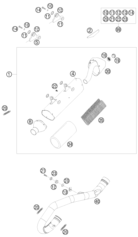 Explosionsgrafik AUSPUFFANLAGE